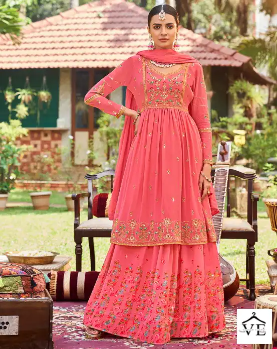 Radha Trendz Jasmine Faux Gorgette Wholesale Paploon Style Salwar Suit Catalog — Wholesale Salwar Suits, MPA wholesale from Surat — view 1