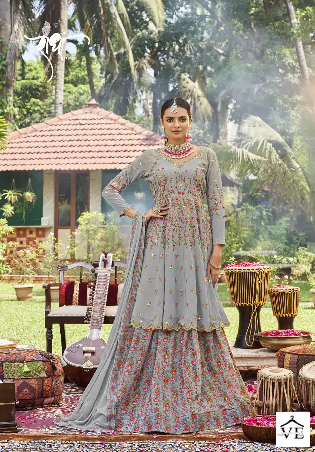 Radha Trendz Jasmine Faux Gorgette Wholesale Paploon Style Salwar Suit Catalog — Wholesale Salwar Suits, MPA wholesale from Surat - Gallery Image 4