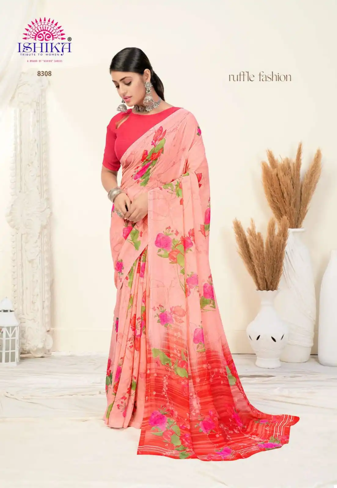 Ishika Jhalak Georgette Wholesale Saree Catalog — Wholesale Sarees, MPA wholesale from Surat - Gallery Image 9