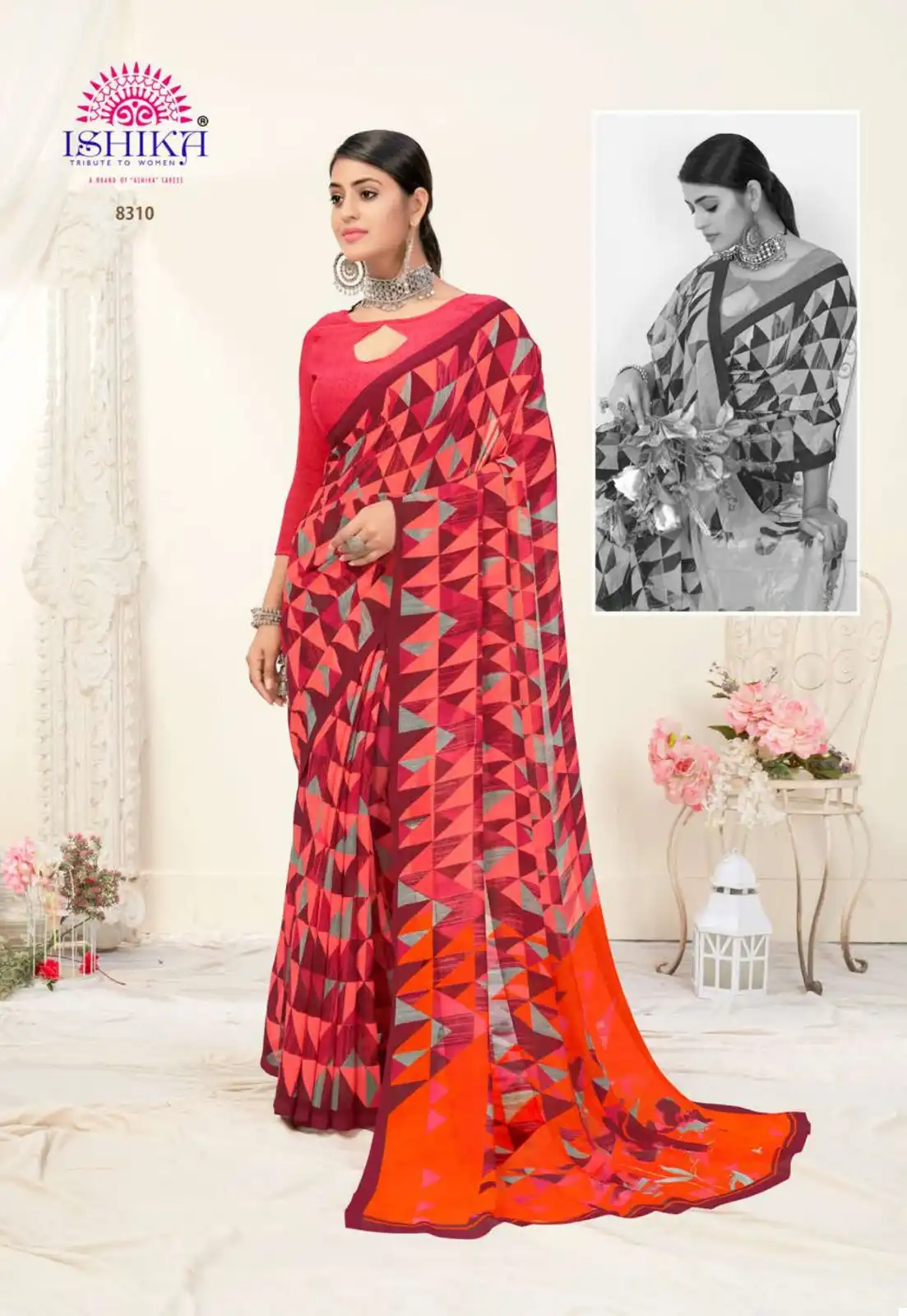 Ishika Jhalak Georgette Wholesale Saree Catalog — Wholesale Sarees, MPA wholesale from Surat - Gallery Image 10