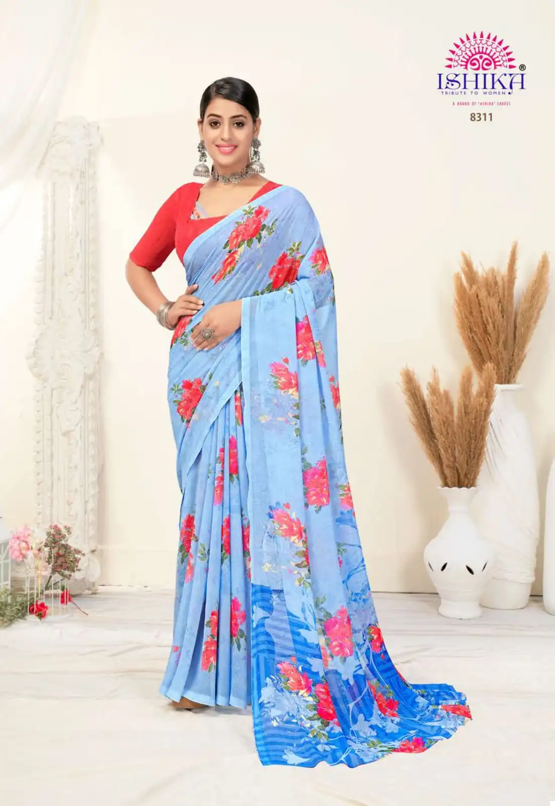 Ishika Jhalak Georgette Wholesale Saree Catalog — Wholesale Sarees, MPA wholesale from Surat - Gallery Image 11