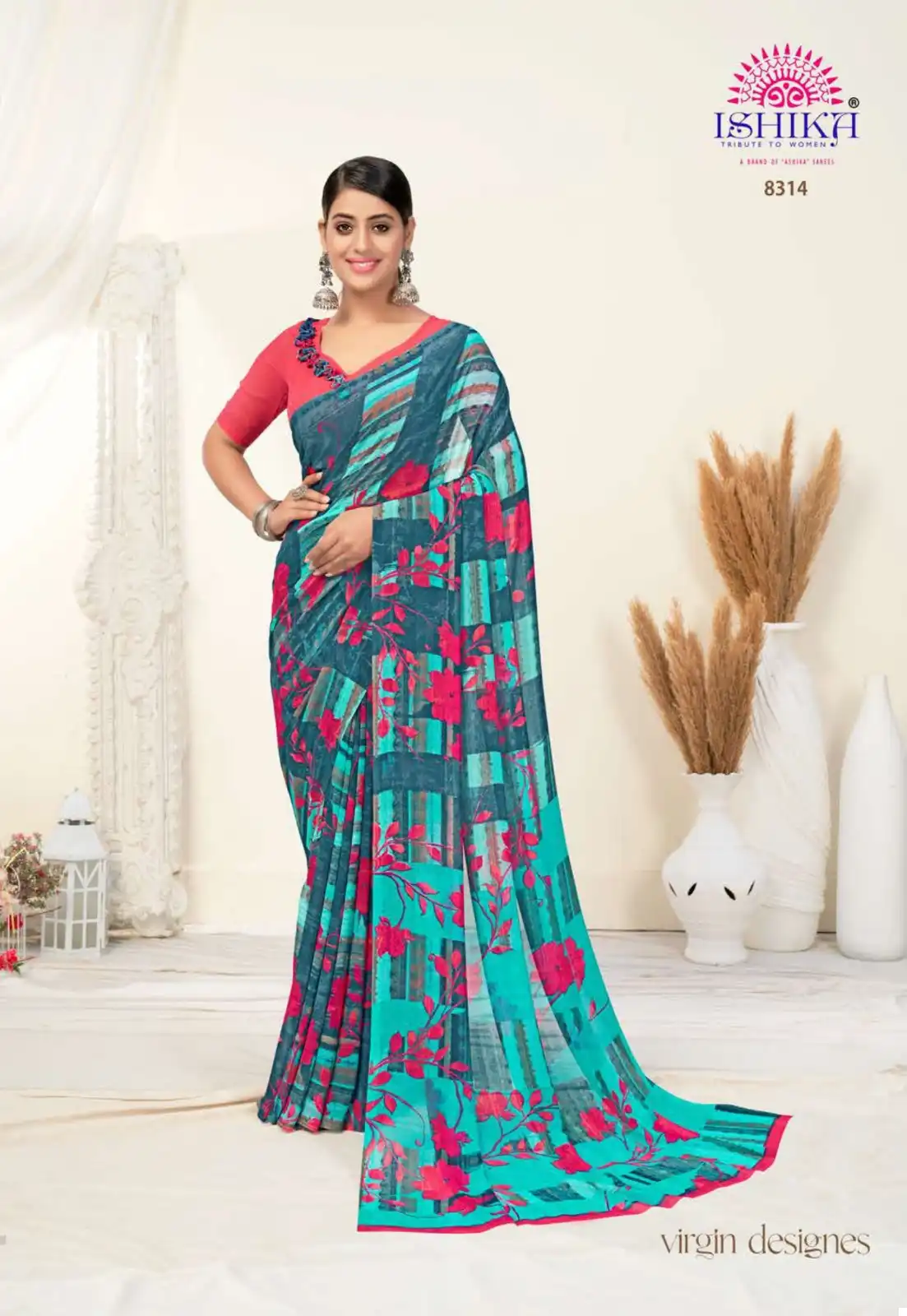 Ishika Jhalak Georgette Wholesale Saree Catalog — Wholesale Sarees, MPA wholesale from Surat - Gallery Image 14