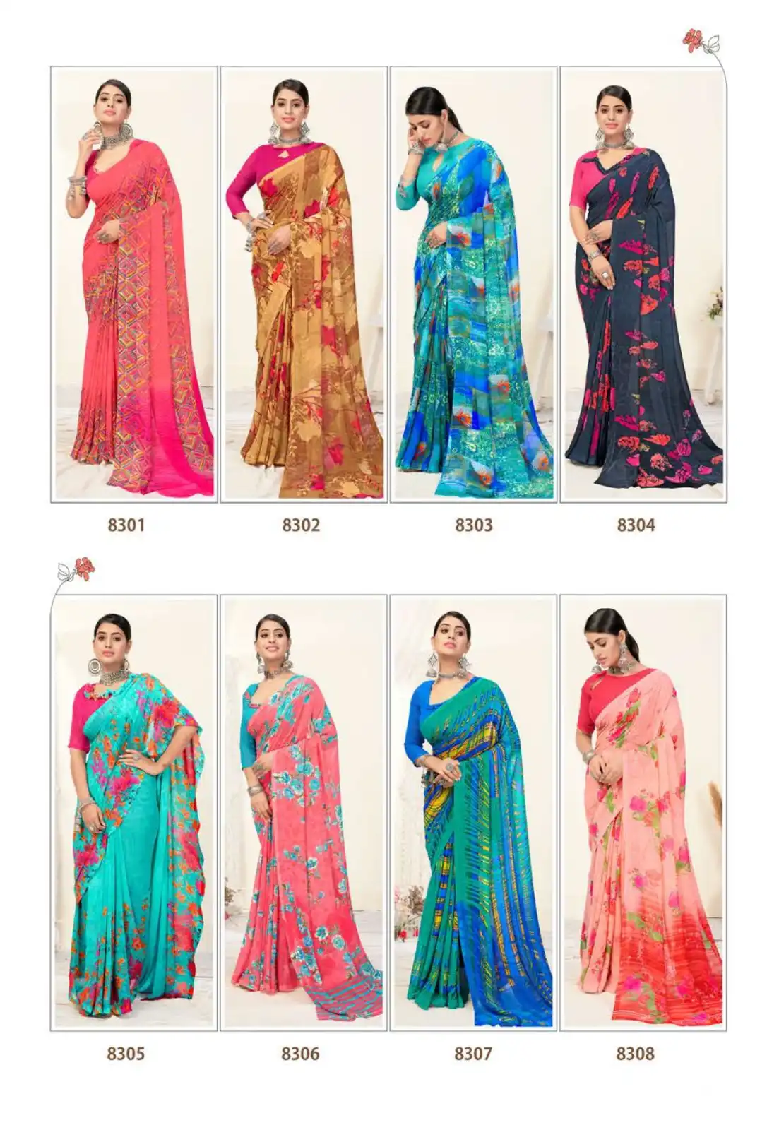 Ishika Jhalak Georgette Wholesale Saree Catalog — Wholesale Sarees, MPA wholesale from Surat - Gallery Image 15