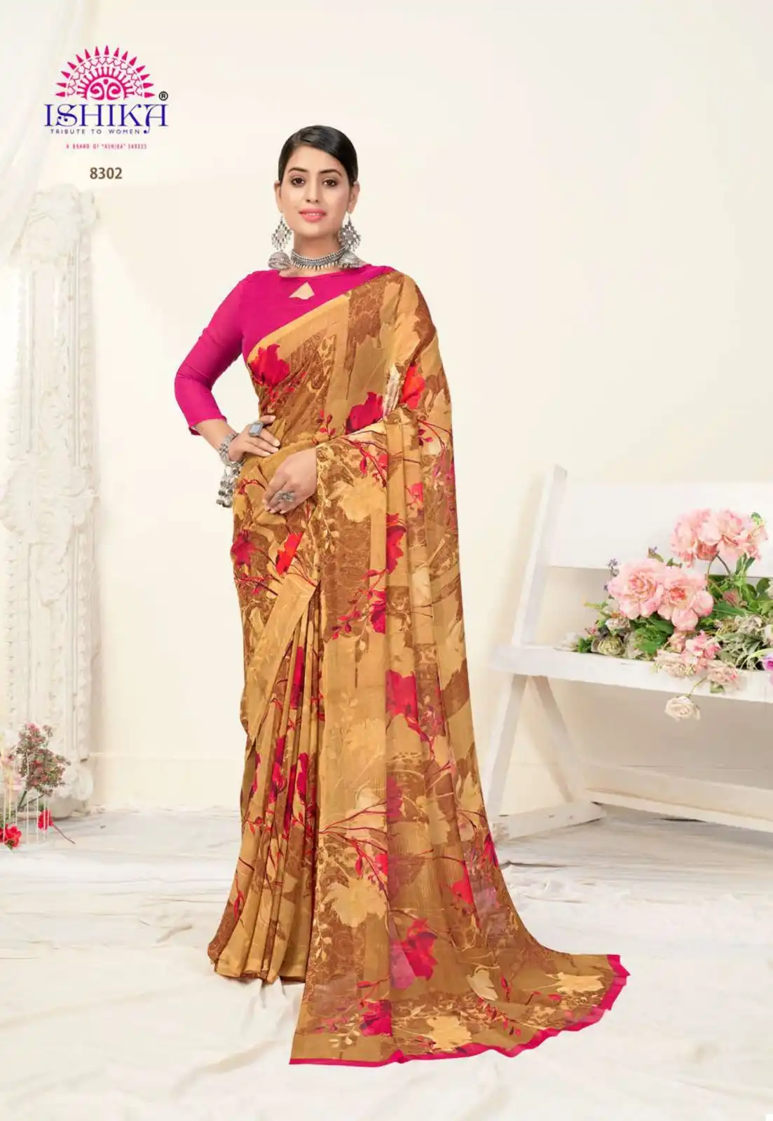 Ishika Jhalak Georgette Wholesale Saree Catalog — Wholesale Sarees, MPA wholesale from Surat - Gallery Image 3