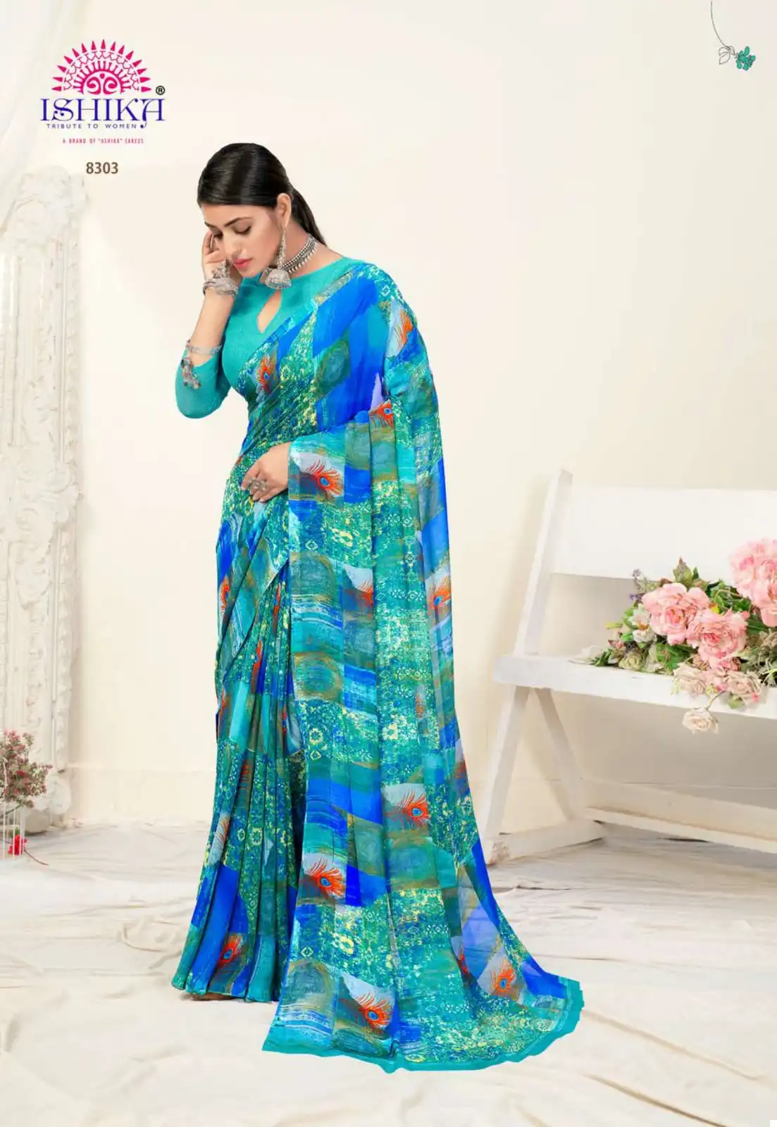 Ishika Jhalak Georgette Wholesale Saree Catalog — Wholesale Sarees, MPA wholesale from Surat - Gallery Image 5