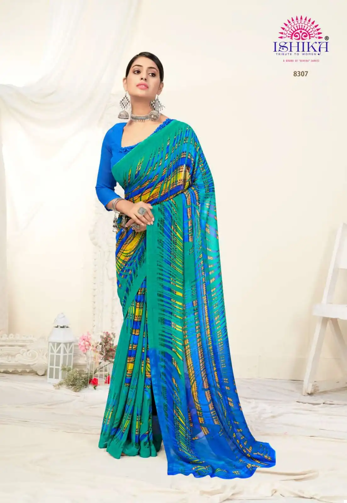 Ishika Jhalak Georgette Wholesale Saree Catalog — Wholesale Sarees, MPA wholesale from Surat - Gallery Image 7