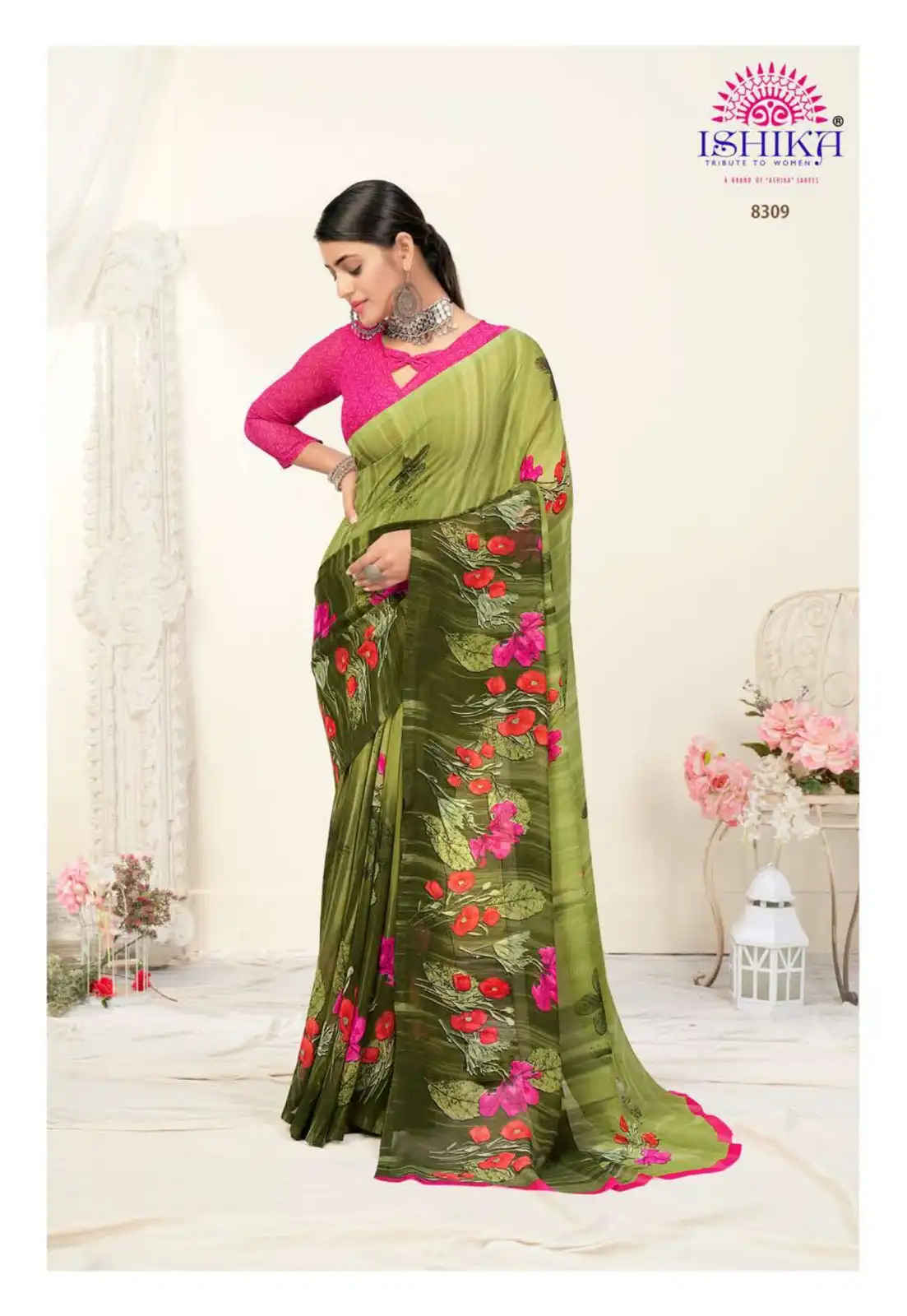 Ishika Jhalak Georgette Wholesale Saree Catalog — Wholesale Sarees, MPA wholesale from Surat - Gallery Image 8
