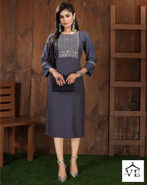 Kanasu Navya Blueberry Rayon Base Wholesale Kurti Catalog — Wholesale Kurtis, MPA wholesale from Surat — view 1