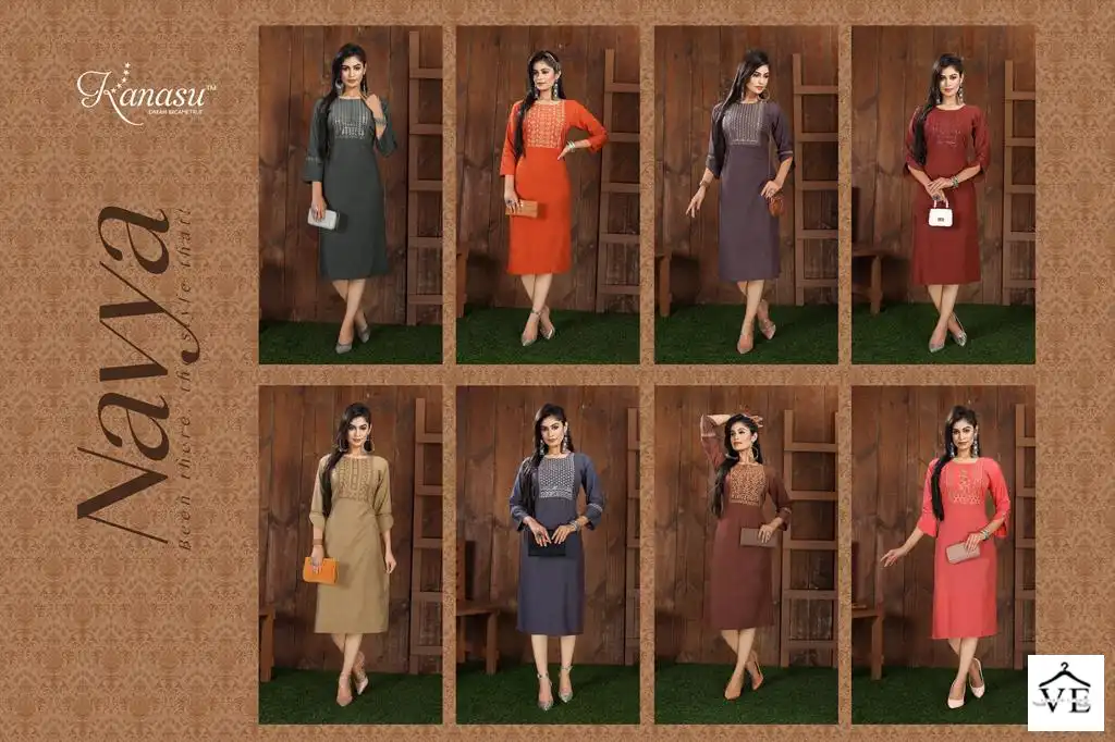 Kanasu Navya Blueberry Rayon Base Wholesale Kurti Catalog — Wholesale Kurtis, MPA wholesale from Surat — view 9