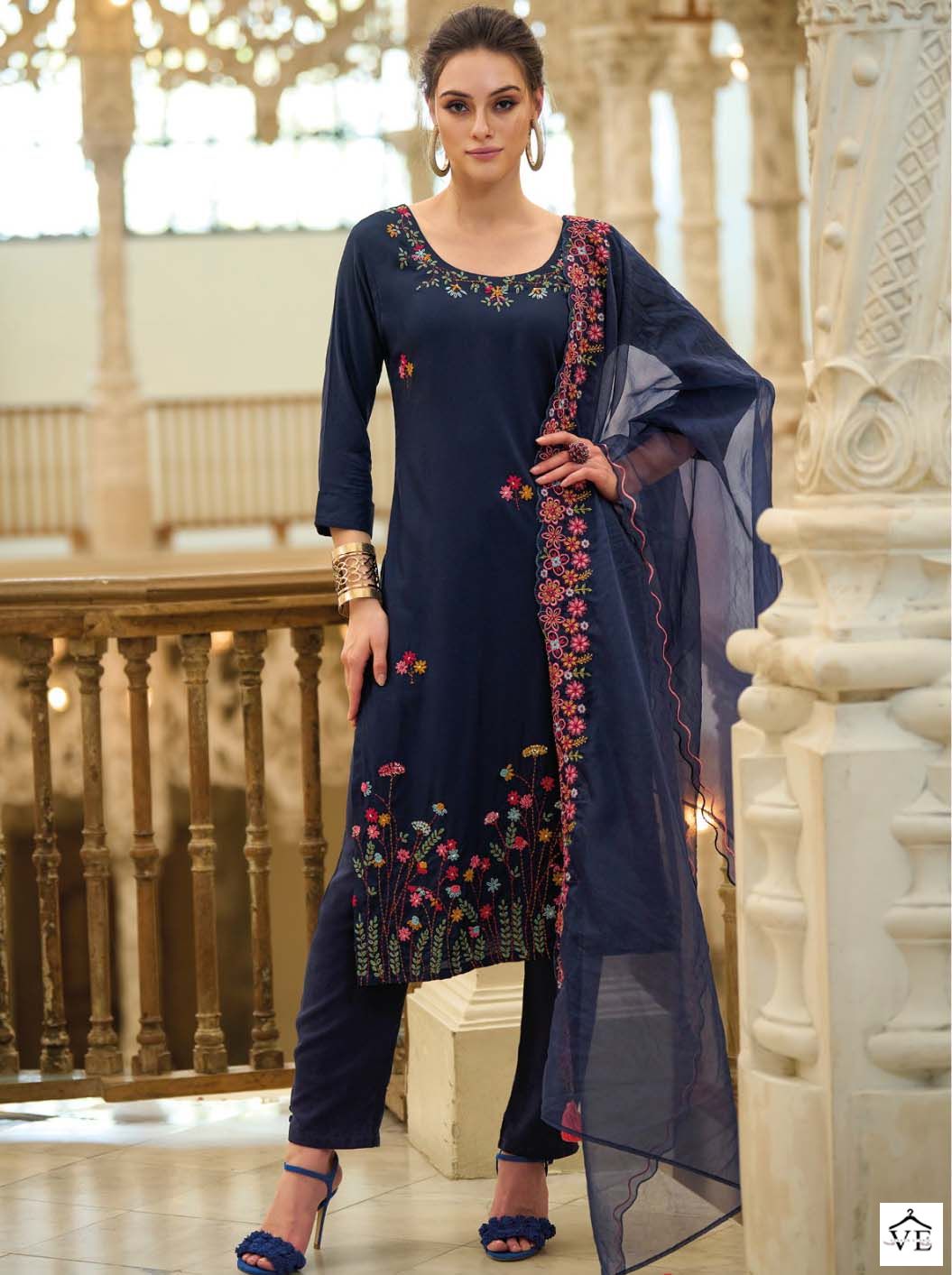 Kalki Fashion Kantha Rayon Wholesale Readymade Salwar Suit Catalog — Wholesale Salwar Suits, MPA wholesale from Surat — view 1
