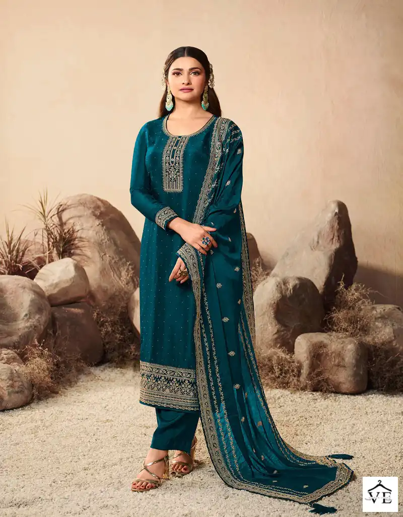 Vinay Kaseesh - Geet-2 Dola Silk Wholesale Designer Suits Catalog — Wholesale Salwar Suits, MPA wholesale from Surat - Gallery Image 7