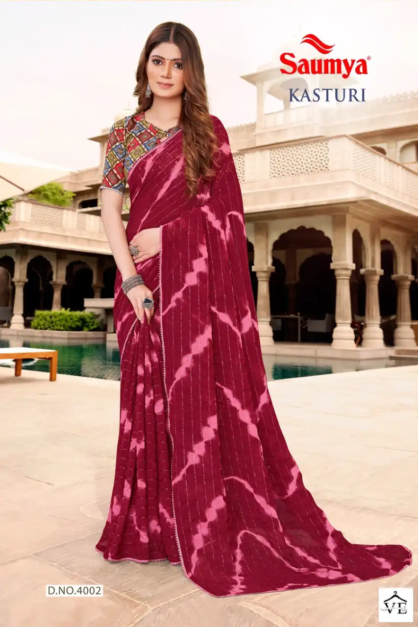 Saumya Kasturi Faux Georgette Wholesale Saree Catalog — Wholesale Sarees, MPA wholesale from Surat - Gallery Image 5
