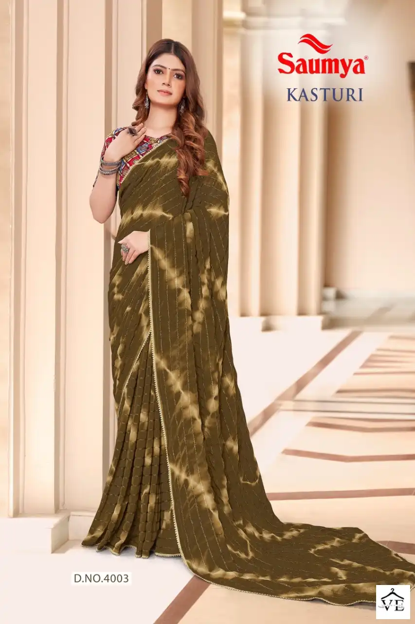 Saumya Kasturi Faux Georgette Wholesale Saree Catalog — Wholesale Sarees, MPA wholesale from Surat - Gallery Image 6