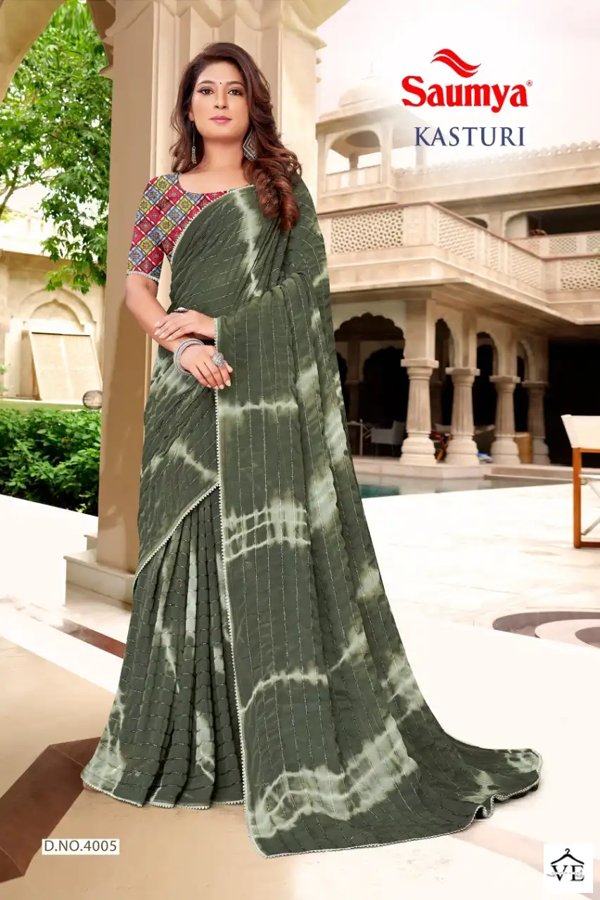 Saumya Kasturi Faux Georgette Wholesale Saree Catalog — Wholesale Sarees, MPA wholesale from Surat - Gallery Image 7