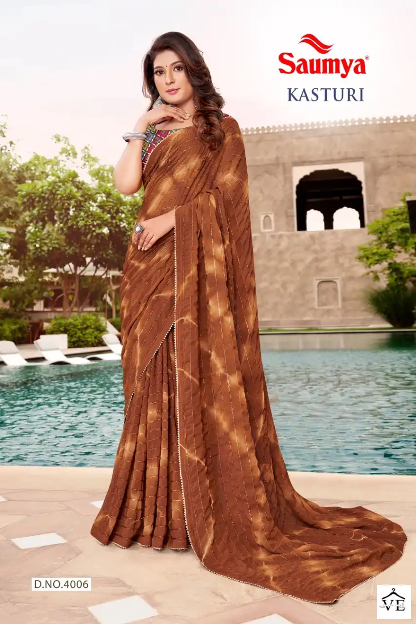 Saumya Kasturi Faux Georgette Wholesale Saree Catalog — Wholesale Sarees, MPA wholesale from Surat - Gallery Image 2