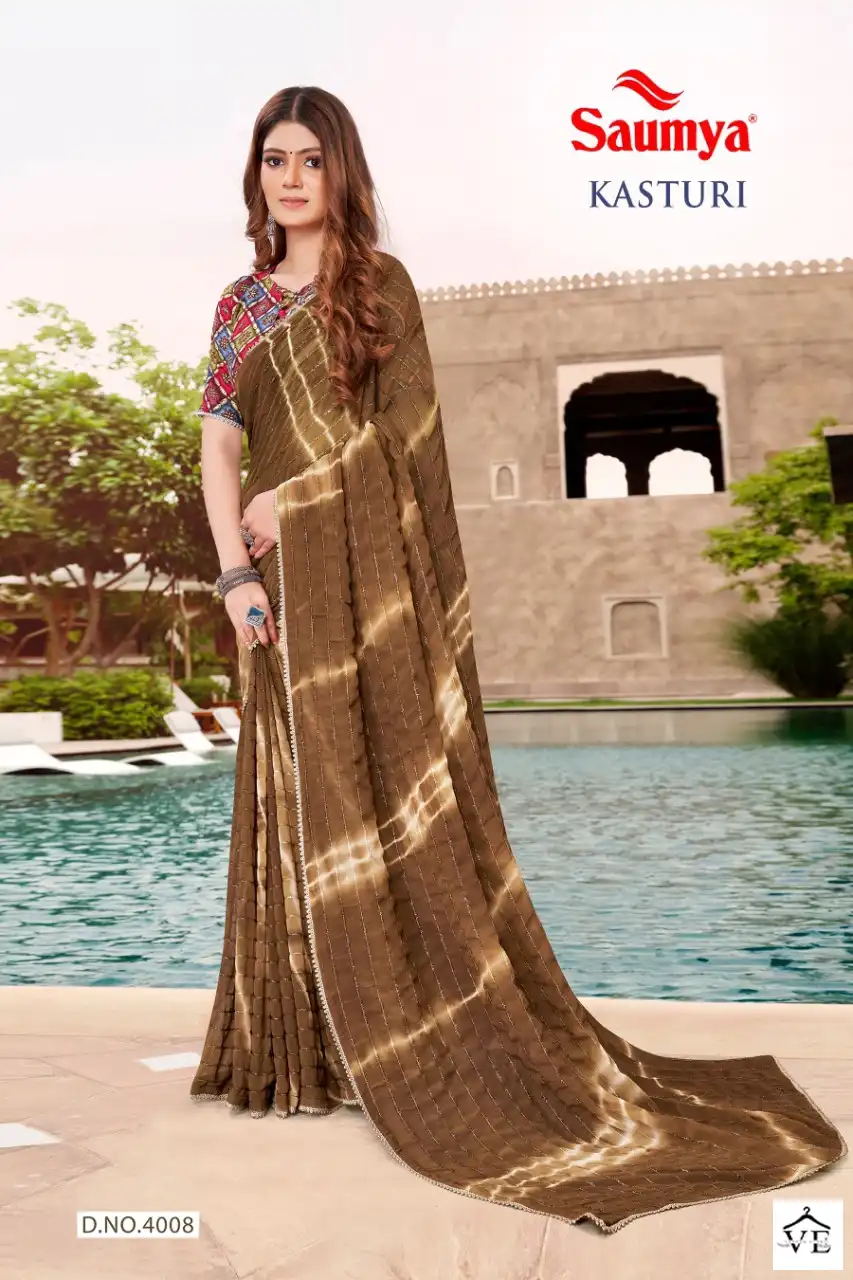 Saumya Kasturi Faux Georgette Wholesale Saree Catalog — Wholesale Sarees, MPA wholesale from Surat - Gallery Image 3