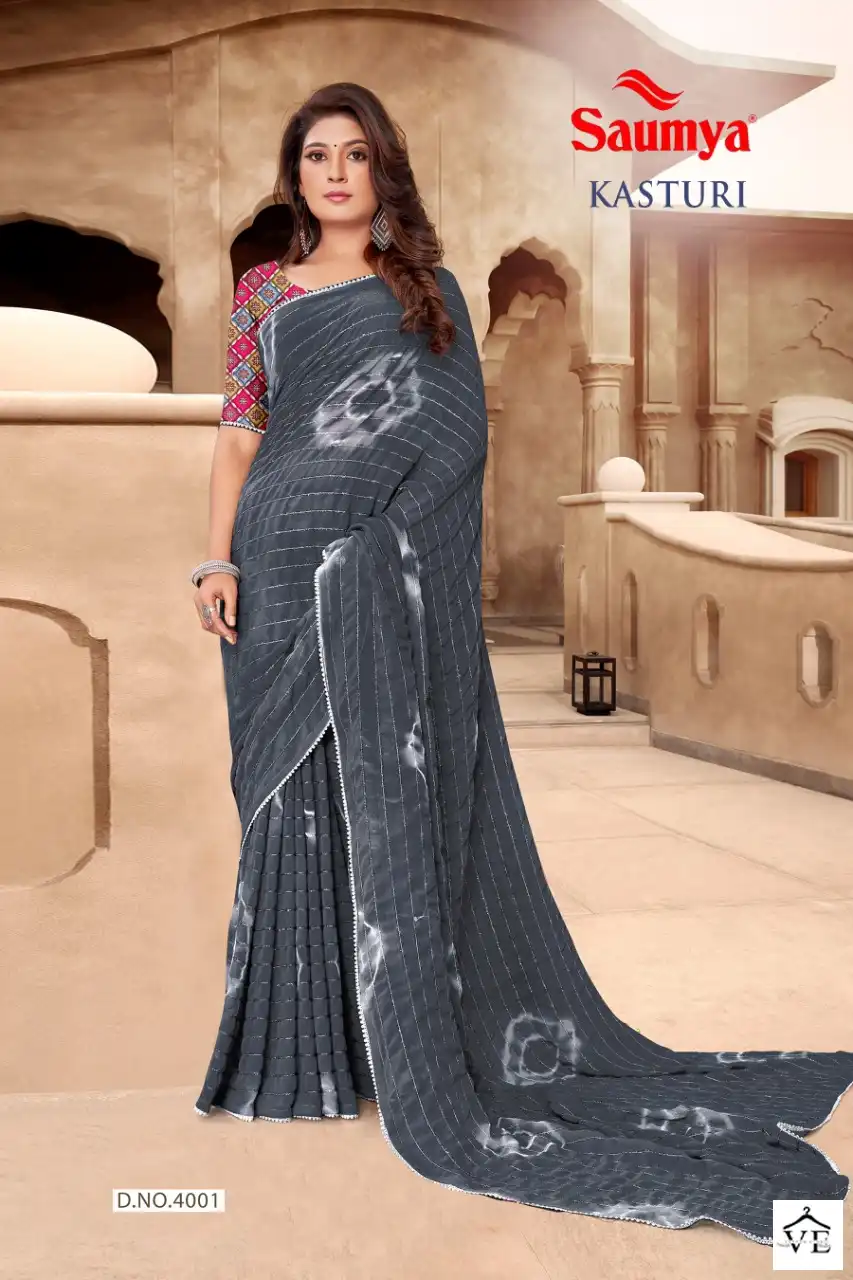 Saumya Kasturi Faux Georgette Wholesale Saree Catalog — Wholesale Sarees, MPA wholesale from Surat - Gallery Image 4