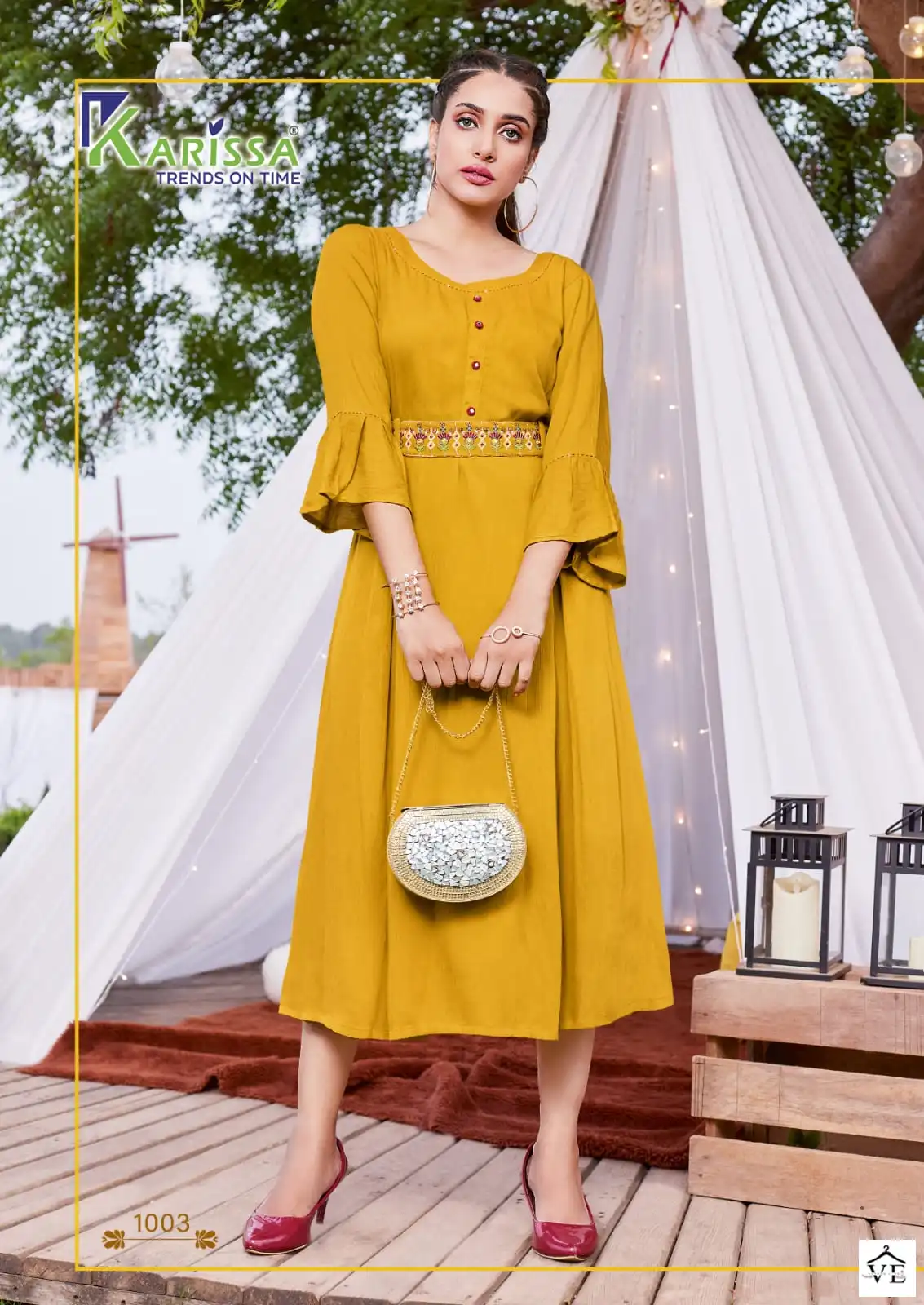 Karissa Kesariya Premium Viscose Rayon Wholesale Kurti Catalog — Wholesale Kurtis, MPA wholesale from Surat - Gallery Image 4