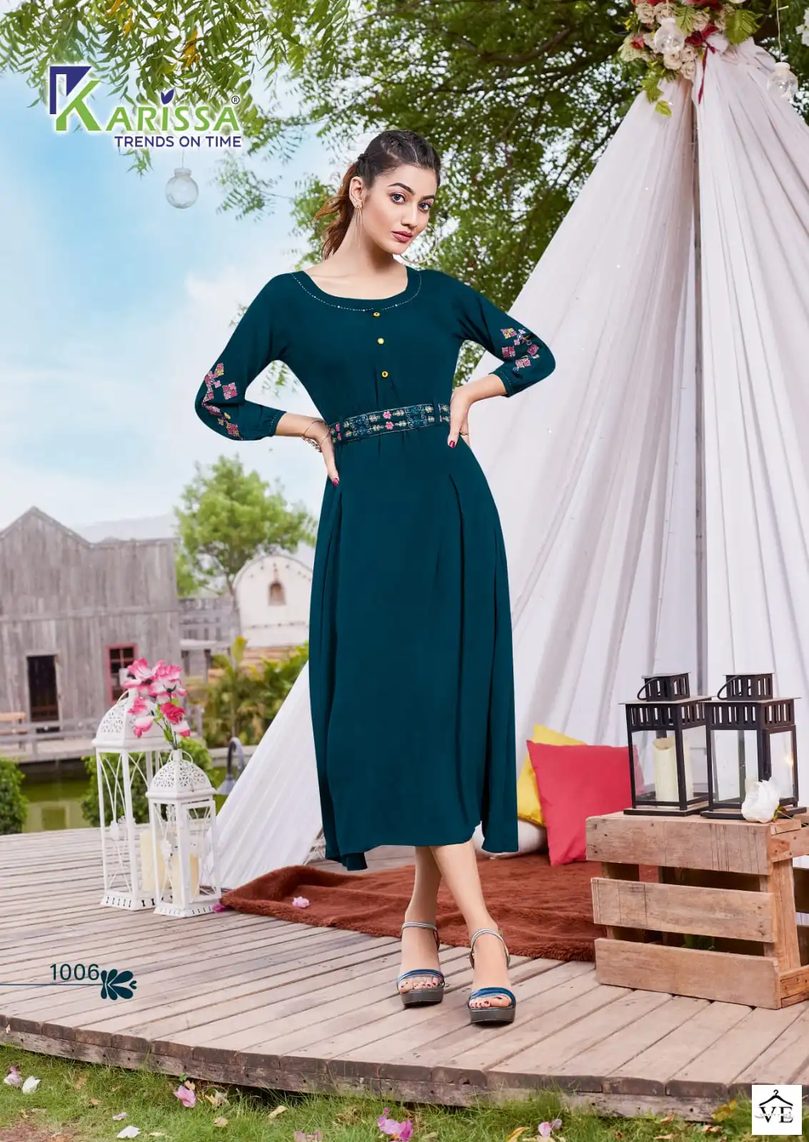 Karissa Kesariya Premium Viscose Rayon Wholesale Kurti Catalog — Wholesale Kurtis, MPA wholesale from Surat - Gallery Image 2