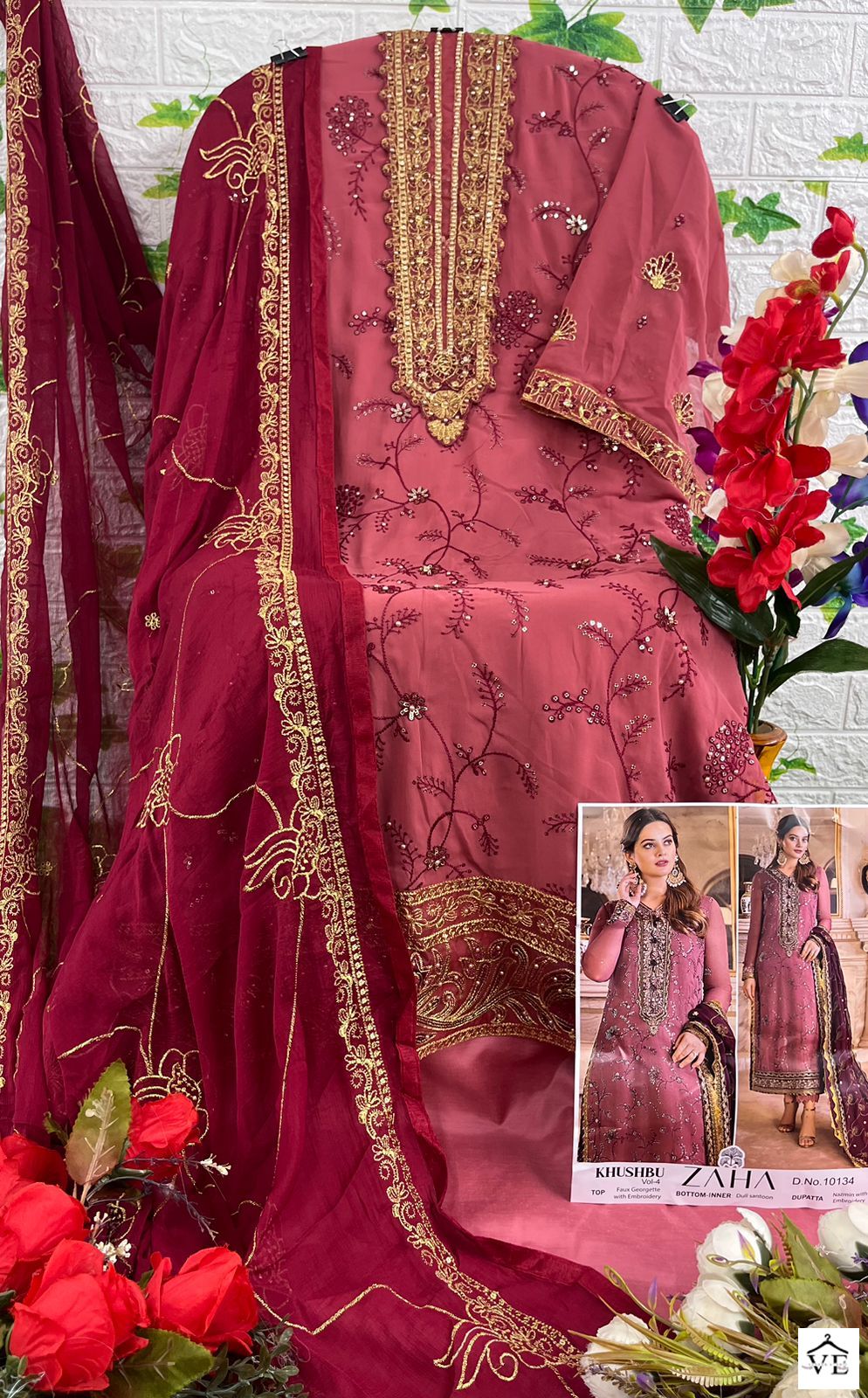 Zaha Khushbu Vol 4 Georgette Wholesale Pakistani Salwar Suit Catalog — Wholesale Salwar Suits, MPA wholesale from Surat - Gallery Image 3