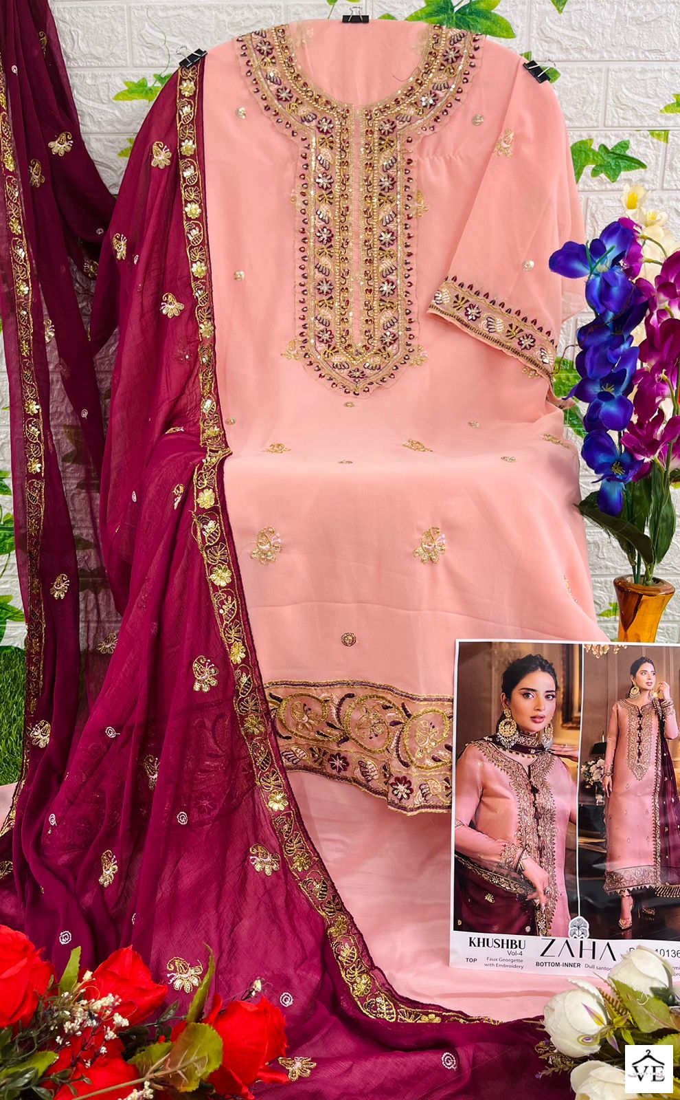 Zaha Khushbu Vol 4 Georgette Wholesale Pakistani Salwar Suit Catalog — Wholesale Salwar Suits, MPA wholesale from Surat — view 8