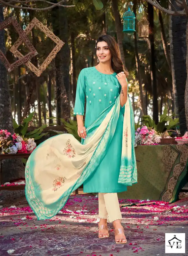 Kasmeera Kiaara Super P V Silk Wholesale Readymade Suit Catalog — Wholesale Salwar Suits, MPA wholesale from Surat - Gallery Image 2