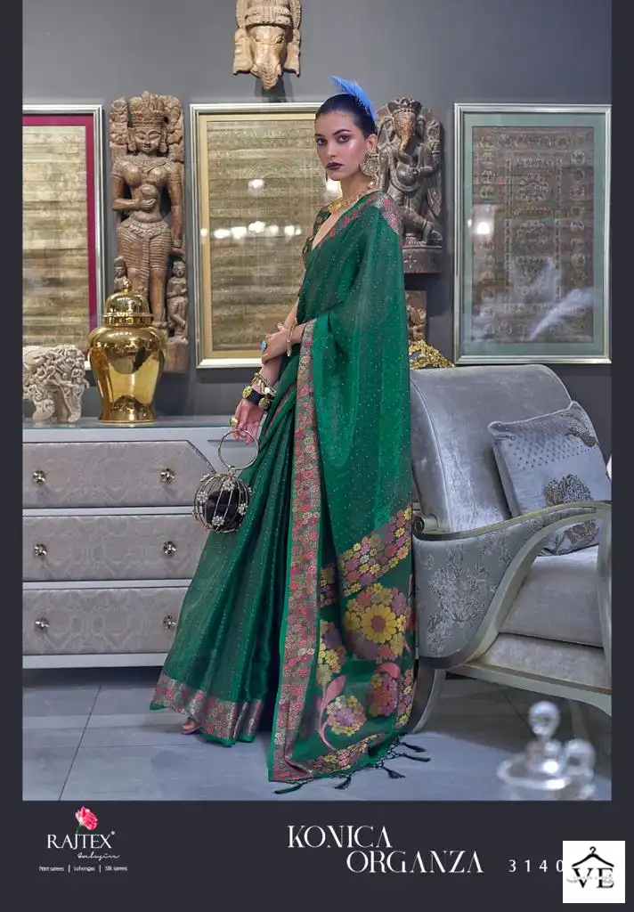 Rajtex Konica Organza Two Tone Handloom Weaving Organza Wholesale Saree Catalog — Wholesale Sarees, MPA wholesale from Surat - Gallery Image 5