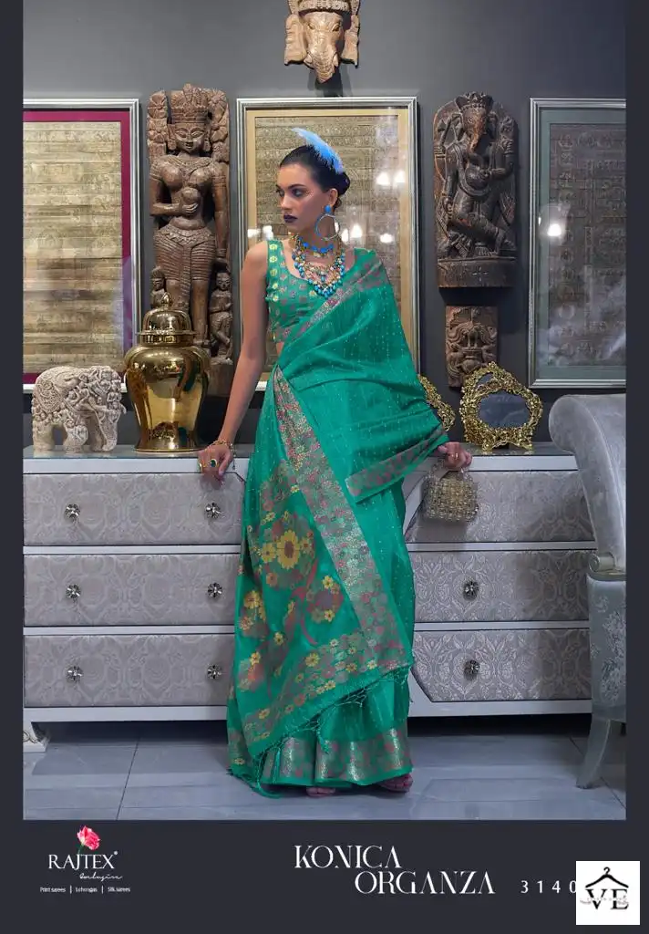 Rajtex Konica Organza Two Tone Handloom Weaving Organza Wholesale Saree Catalog — Wholesale Sarees, MPA wholesale from Surat - Gallery Image 6