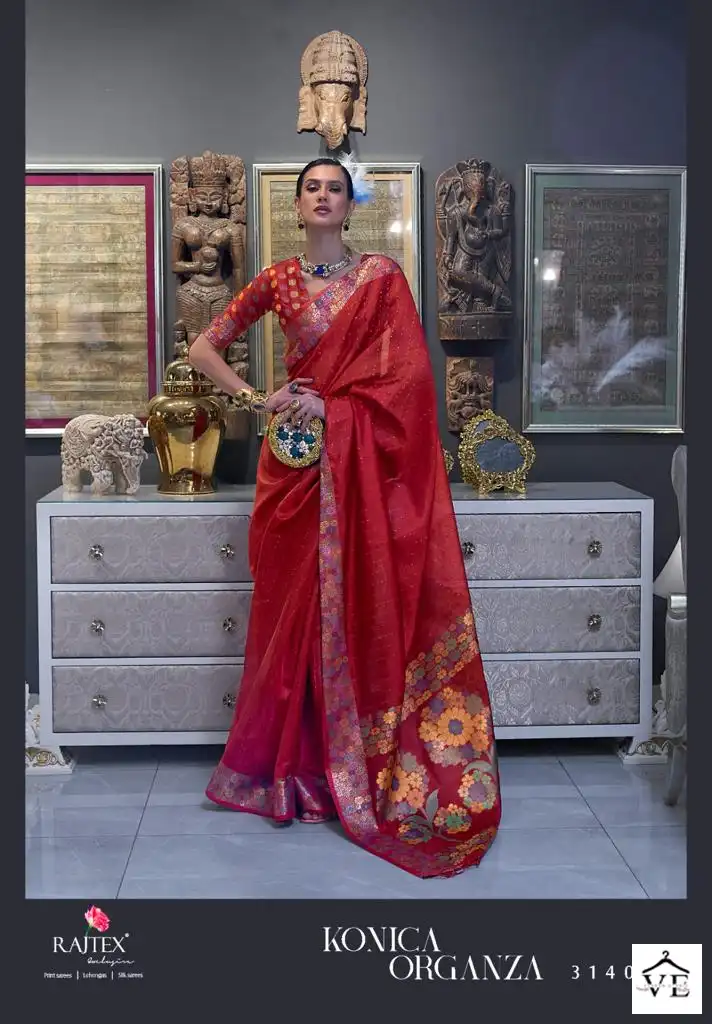 Rajtex Konica Organza Two Tone Handloom Weaving Organza Wholesale Saree Catalog — Wholesale Sarees, MPA wholesale from Surat - Gallery Image 7