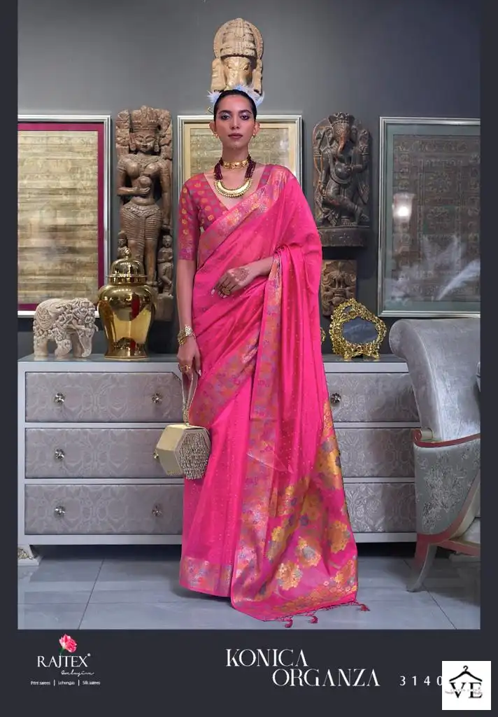 Rajtex Konica Organza Two Tone Handloom Weaving Organza Wholesale Saree Catalog — Wholesale Sarees, MPA wholesale from Surat - Gallery Image 8