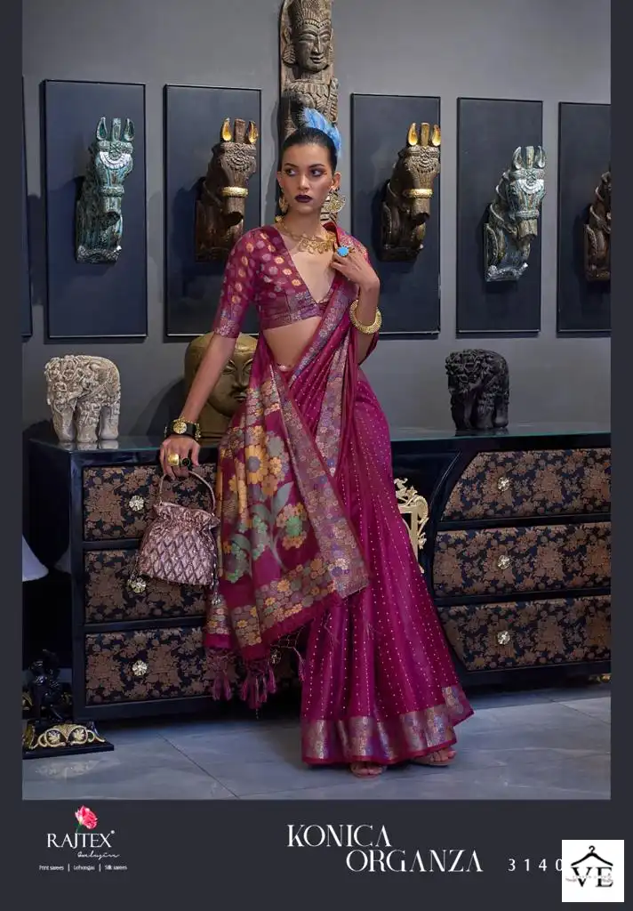 Rajtex Konica Organza Two Tone Handloom Weaving Organza Wholesale Saree Catalog — Wholesale Sarees, MPA wholesale from Surat - Gallery Image 10