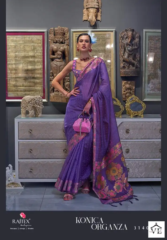 Rajtex Konica Organza Two Tone Handloom Weaving Organza Wholesale Saree Catalog — Wholesale Sarees, MPA wholesale from Surat - Gallery Image 4