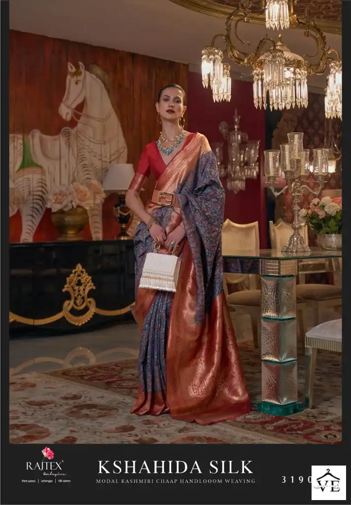 Rajtex Kshahida Modal Kashmiri Chaap Wholesale Saree Catalog — Wholesale Sarees, MPA wholesale from Surat - Gallery Image 3