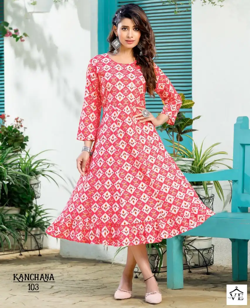 Hirwa Kanchana Heavy Capsule Rayon Wholesale Kurti Catalog — Wholesale Kurtis, MPA wholesale from Surat — view 1