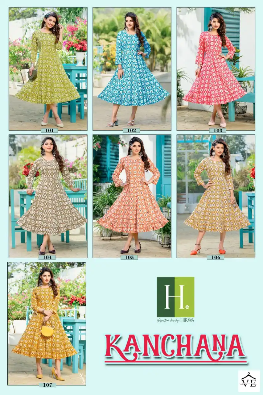 Hirwa Kanchana Heavy Capsule Rayon Wholesale Kurti Catalog — Wholesale Kurtis, MPA wholesale from Surat — view 8