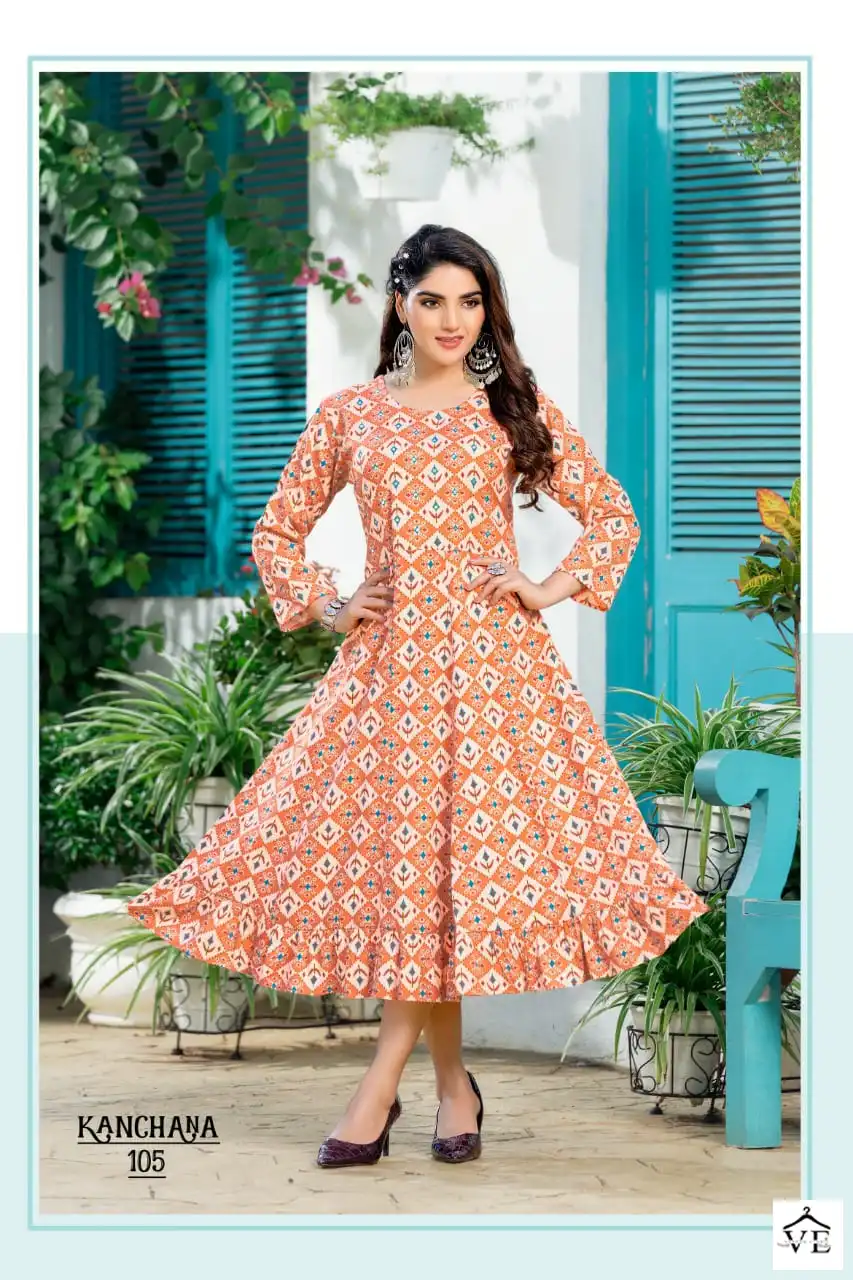 Hirwa Kanchana Heavy Capsule Rayon Wholesale Kurti Catalog — Wholesale Kurtis, MPA wholesale from Surat - Gallery Image 5