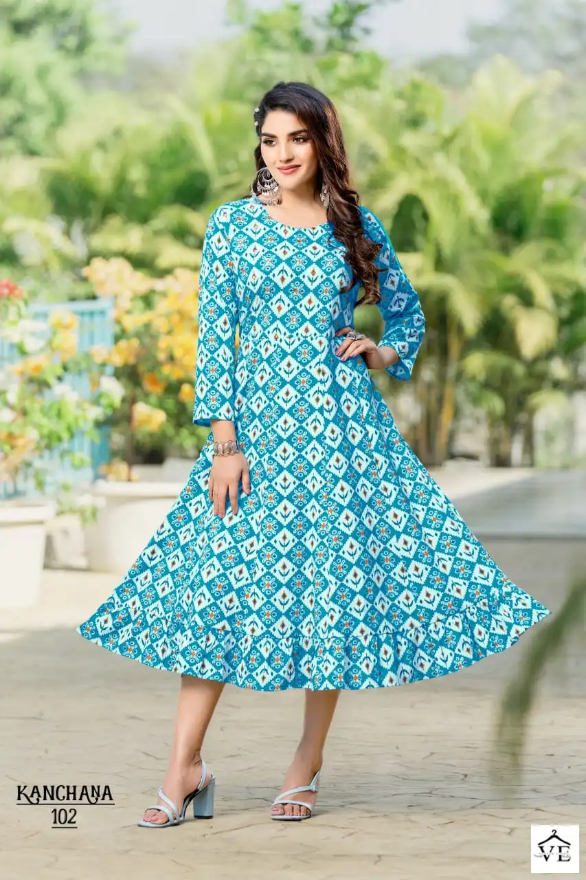 Hirwa Kanchana Heavy Capsule Rayon Wholesale Kurti Catalog — Wholesale Kurtis, MPA wholesale from Surat - Gallery Image 6