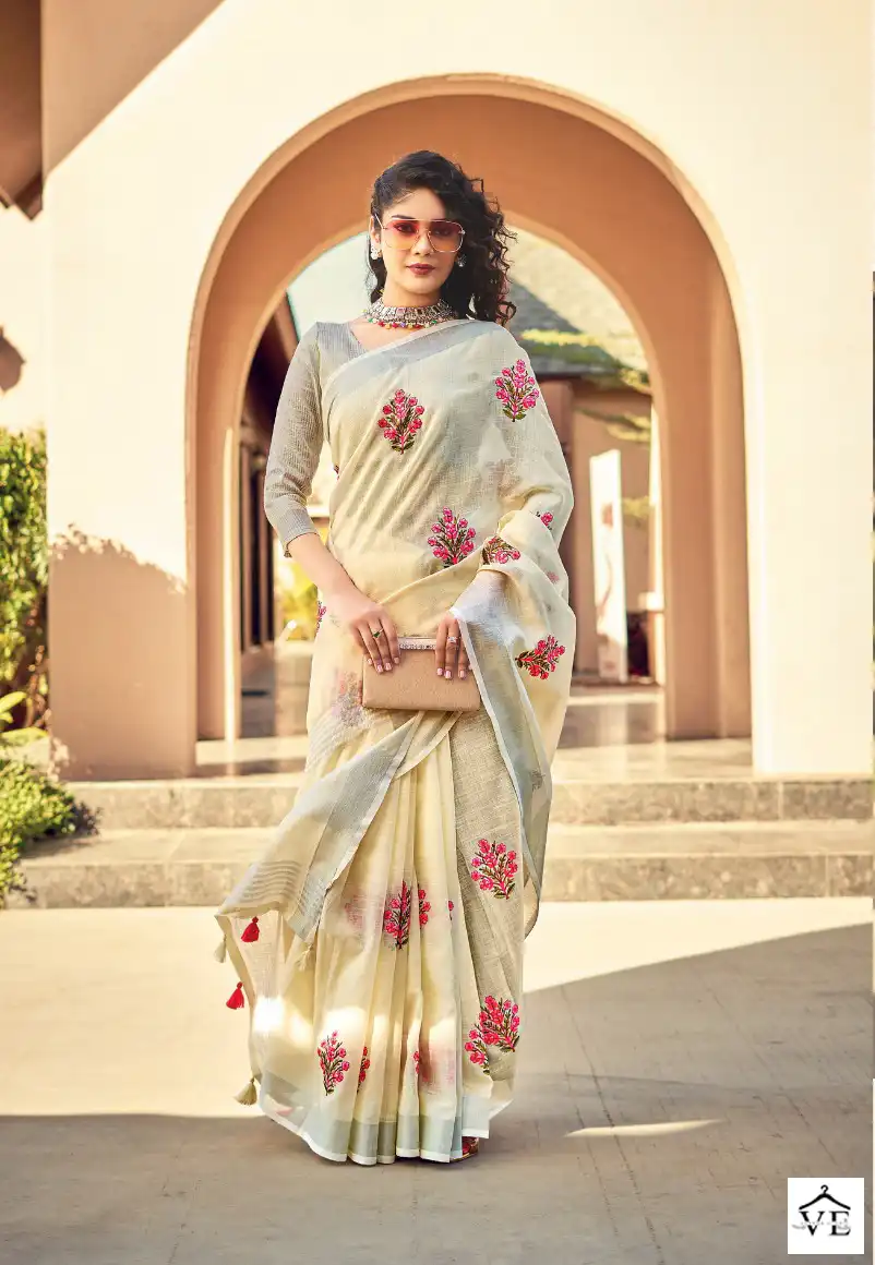 Stylewell Kavya Vol-4 Linen Wholesale Saree Catalog — Wholesale Sarees, MPA wholesale from Surat - Gallery Image 8