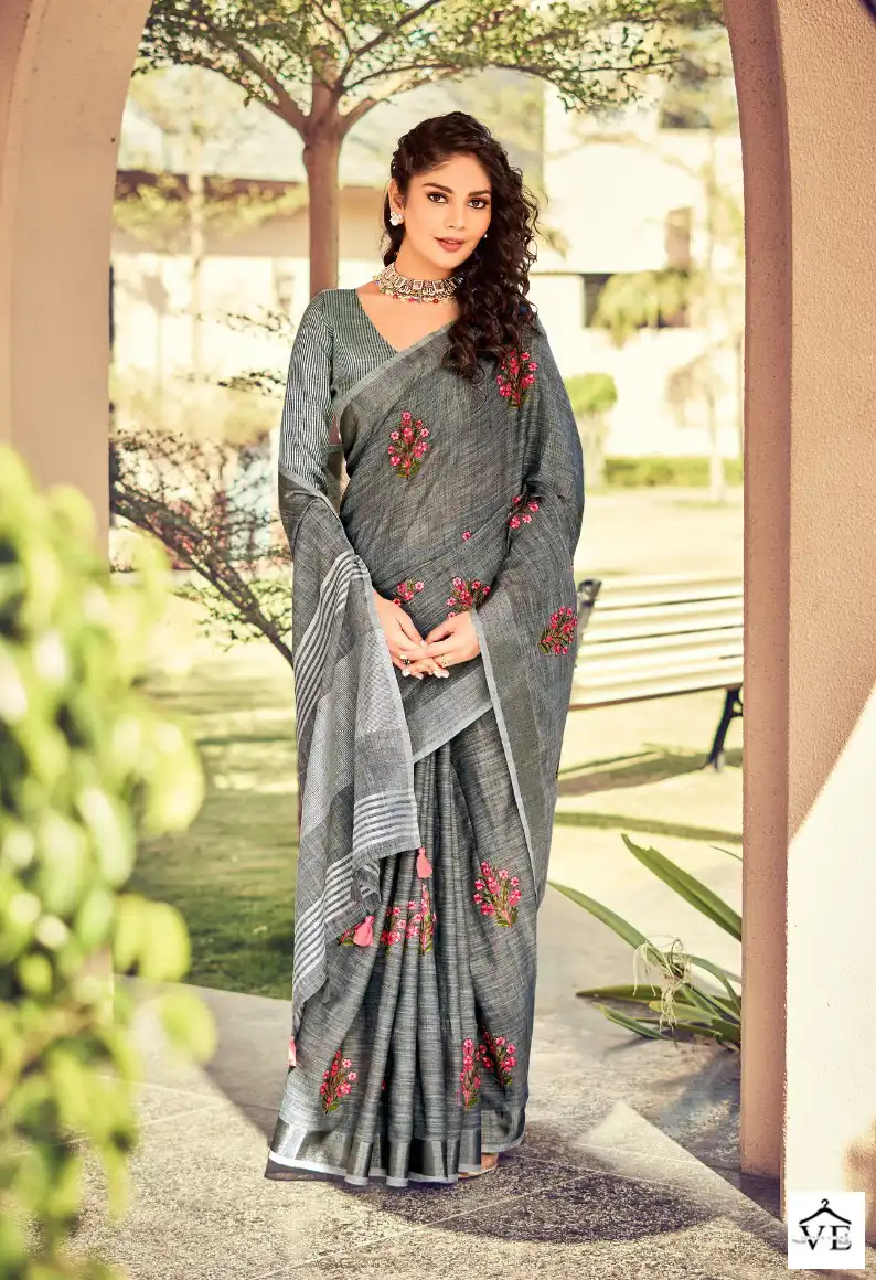 Stylewell Kavya Vol-4 Linen Wholesale Saree Catalog — Wholesale Sarees, MPA wholesale from Surat - Gallery Image 5