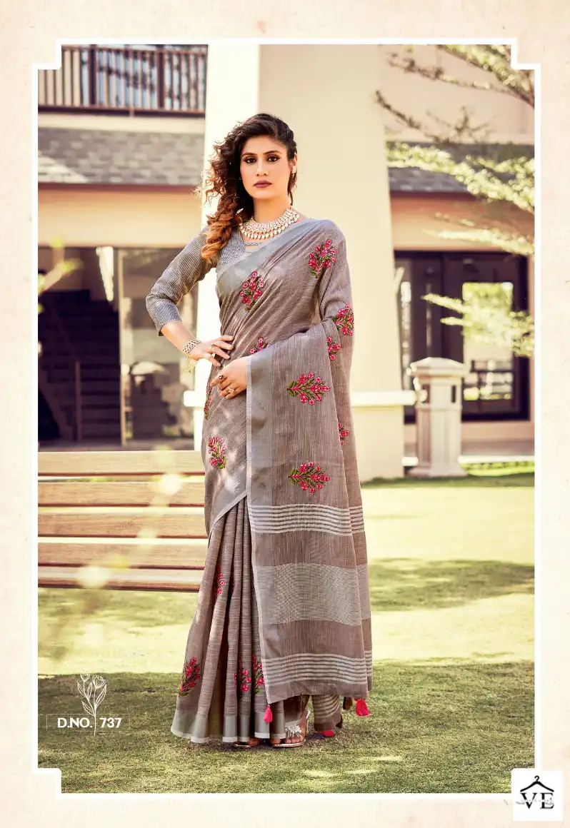 Stylewell Kavya Vol-4 Linen Wholesale Saree Catalog — Wholesale Sarees, MPA wholesale from Surat - Gallery Image 7