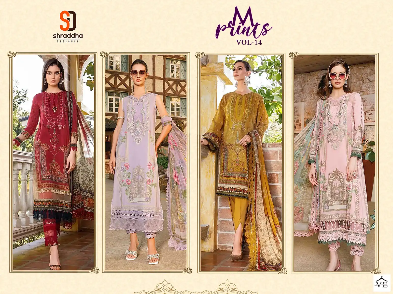 Sharaddha M Print Vol-14 Lawn Cotton Wholesale Pakistani Salwar Suit Catalog — Wholesale Salwar Suits, MPA wholesale from Surat — view 5