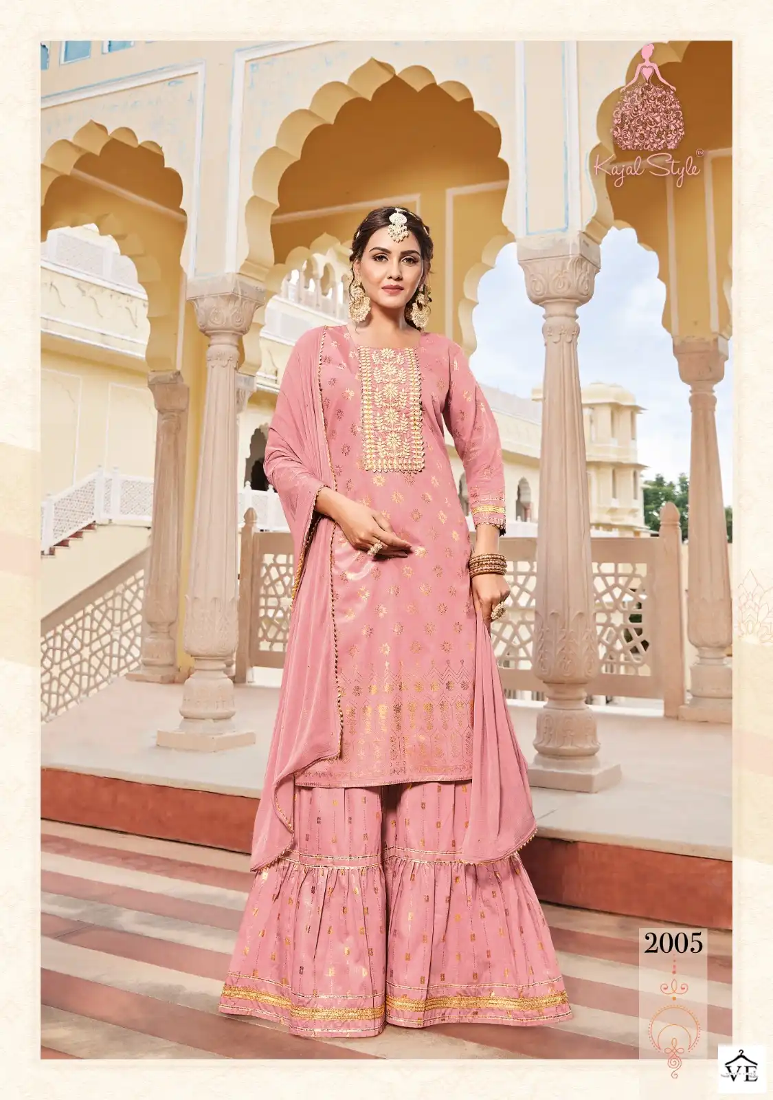 Kajal Style Maan Vol 2 Chanderi Wholesale Kurti Sharara Dupatta Catalog — Wholesale Salwar Suits, MPA wholesale from Surat - Gallery Image 3