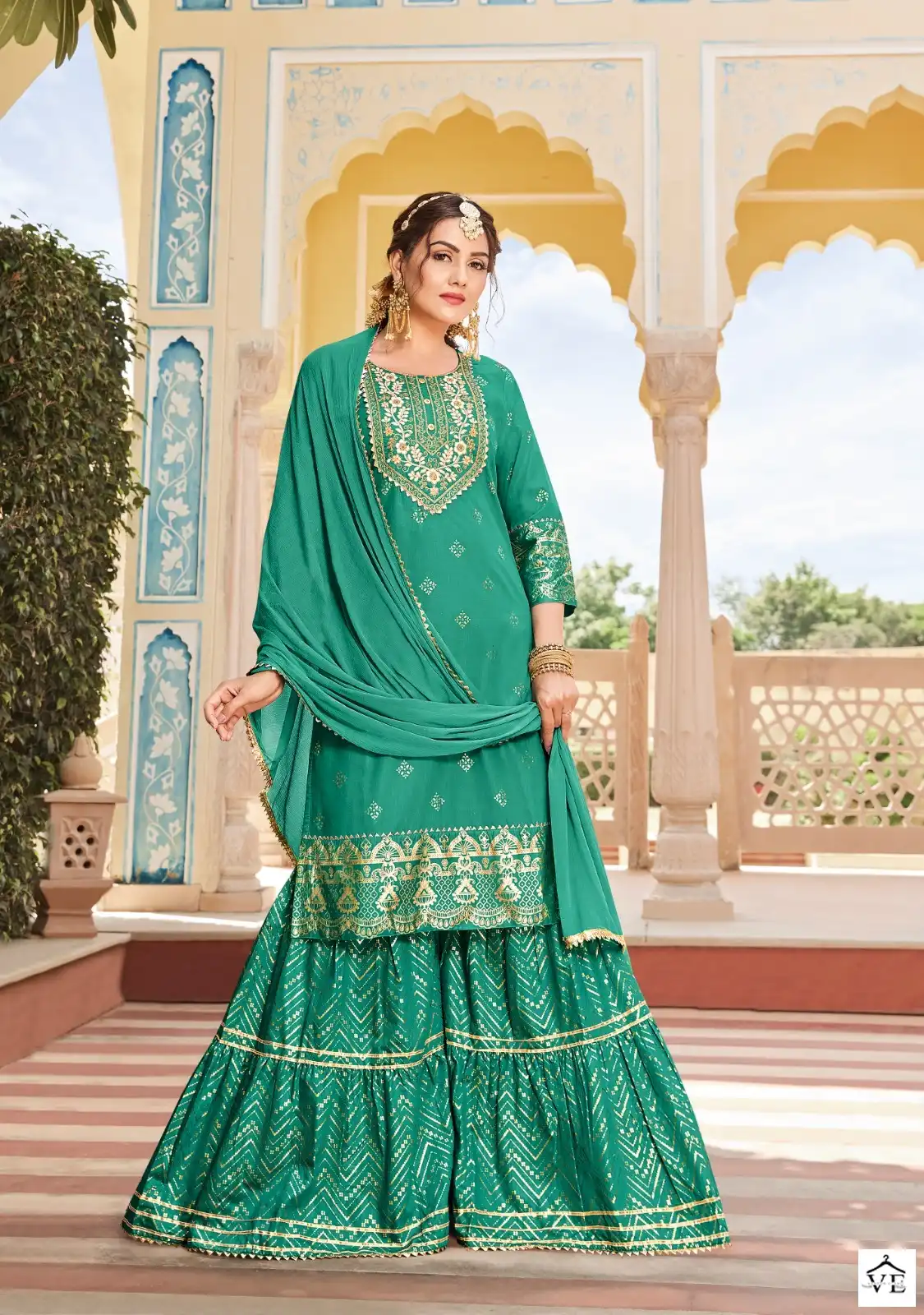 Kajal Style Maan Vol 2 Chanderi Wholesale Kurti Sharara Dupatta Catalog — Wholesale Salwar Suits, MPA wholesale from Surat - Gallery Image 4