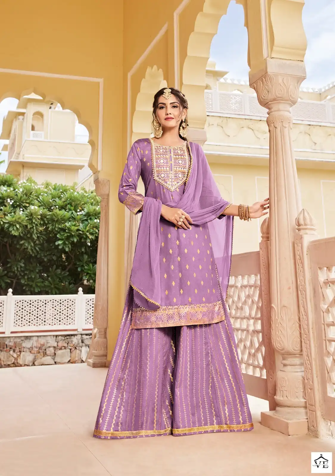 Kajal Style Maan Vol 2 Chanderi Wholesale Kurti Sharara Dupatta Catalog — Wholesale Salwar Suits, MPA wholesale from Surat - Gallery Image 5