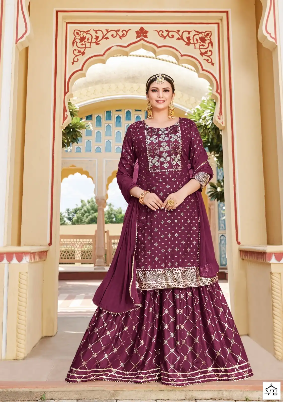 Kajal Style Maan Vol 2 Chanderi Wholesale Kurti Sharara Dupatta Catalog — Wholesale Salwar Suits, MPA wholesale from Surat - Gallery Image 6