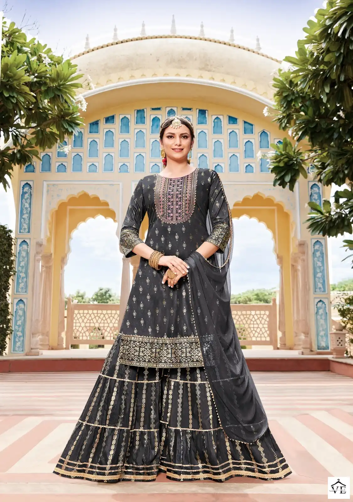 Kajal Style Maan Vol 2 Chanderi Wholesale Kurti Sharara Dupatta Catalog — Wholesale Salwar Suits, MPA wholesale from Surat - Gallery Image 7