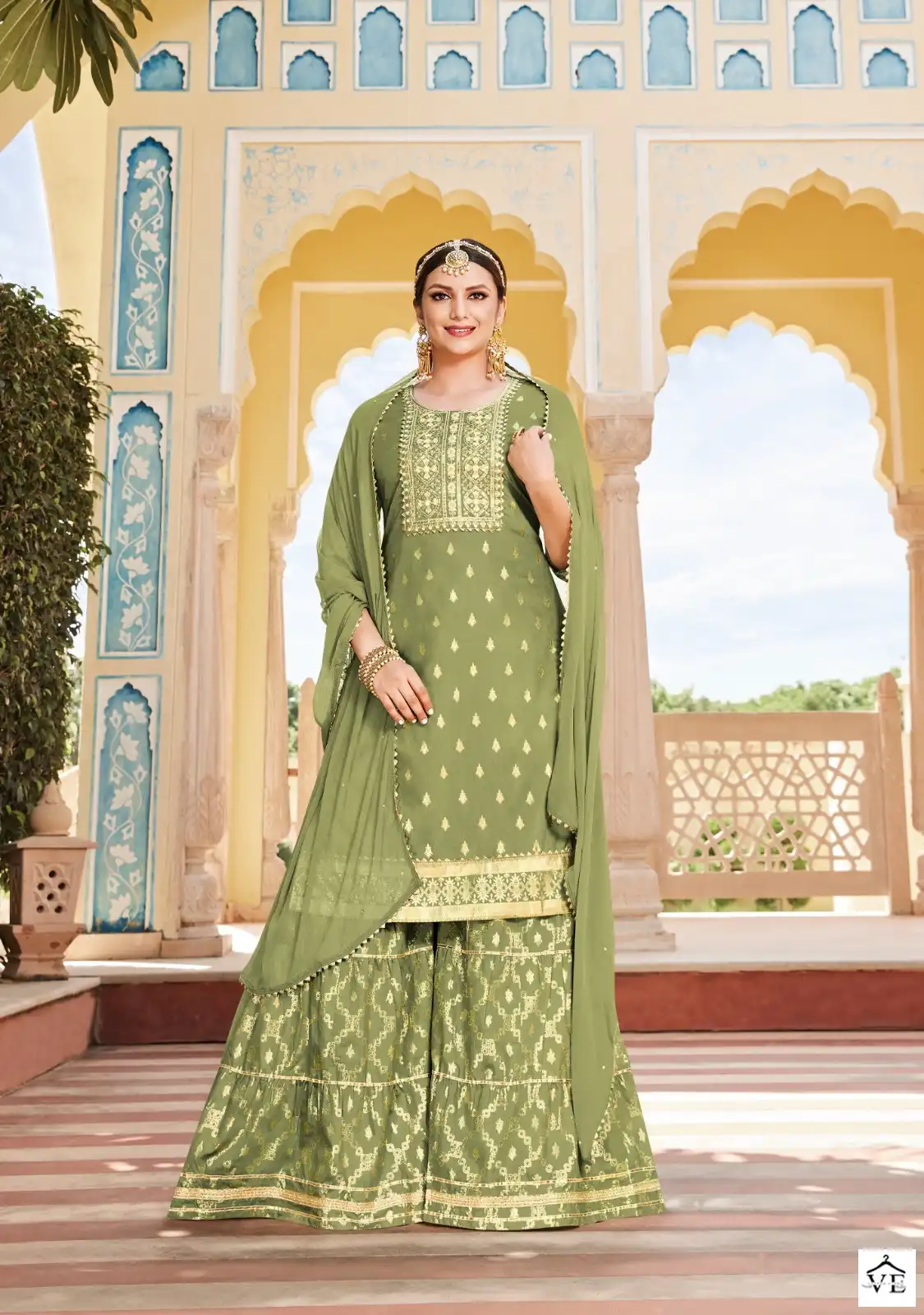 Kajal Style Maan Vol 2 Chanderi Wholesale Kurti Sharara Dupatta Catalog — Wholesale Salwar Suits, MPA wholesale from Surat - Gallery Image 8
