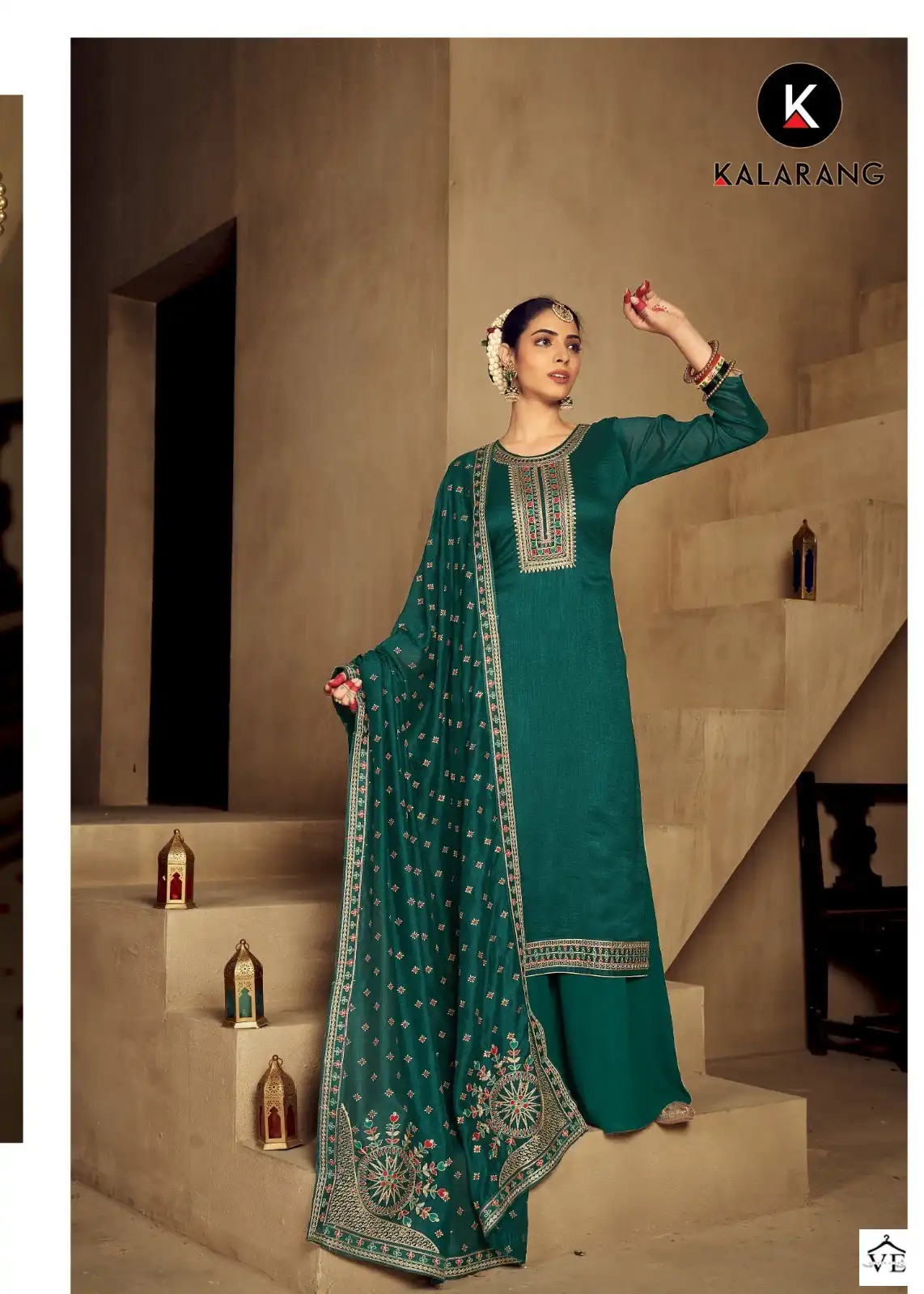 Kalarang Maansi Pure Vichitra Silk Wholesale Salwar Suit Catalog — Wholesale Salwar Suits, MPA wholesale from Surat - Gallery Image 3