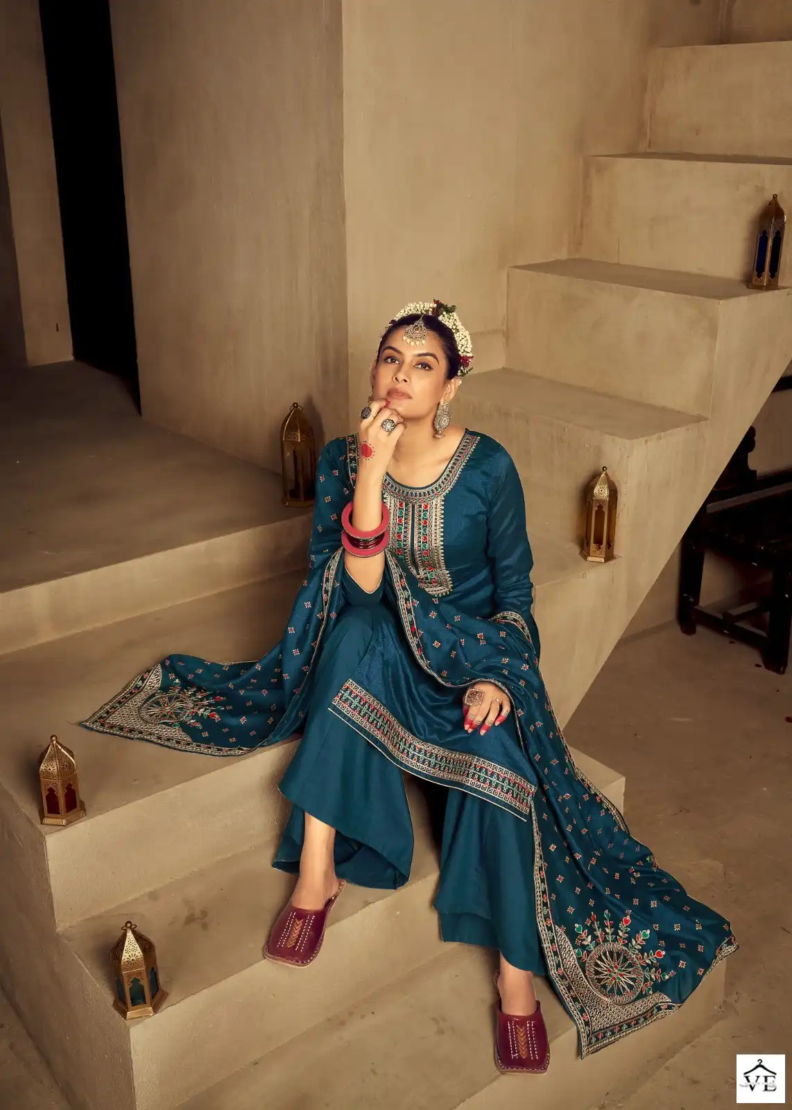Kalarang Maansi Pure Vichitra Silk Wholesale Salwar Suit Catalog — Wholesale Salwar Suits, MPA wholesale from Surat - Gallery Image 4