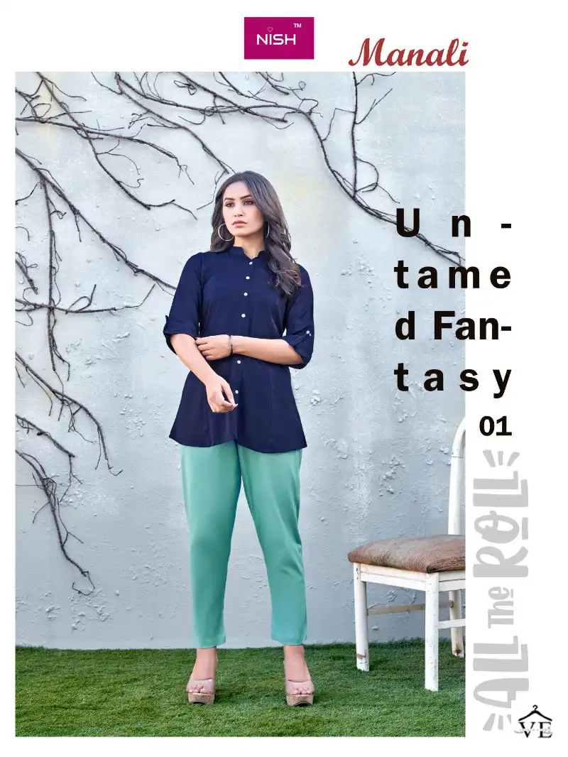 Nish Manali Heavy Bombay Wrinkle Rayon Wholesale Kurti Pant Catalog — Wholesale Kurtis, MPA wholesale from Surat - Gallery Image 5